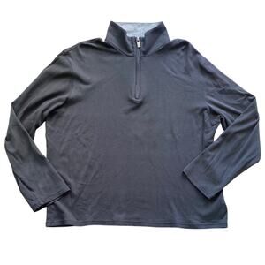 MICHAEL KORS Quarter-Zip Knit Top Mens Sz Large Black Classic Long Sleeve